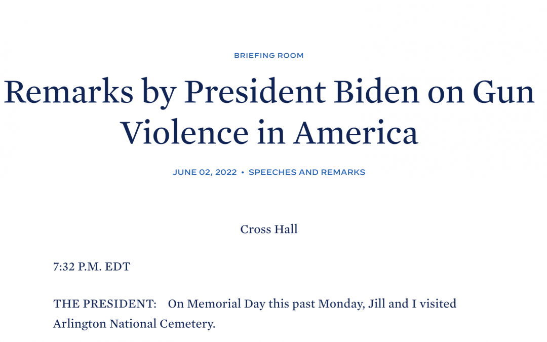 POTUS Joe Biden Addresses Children’s Access To Guns